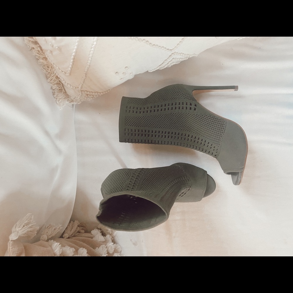 High heel olive green heels